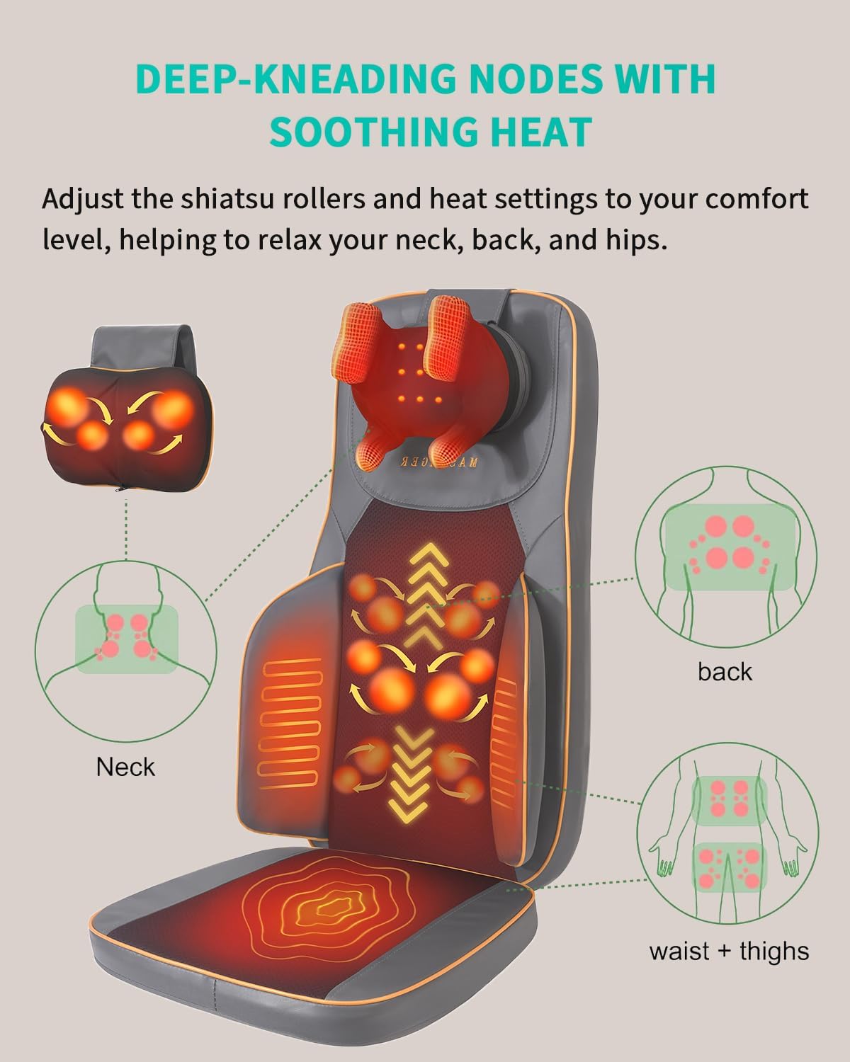 MAIBOLE Masaje Shiatsu de cuello y espalda con calor, masajeador de...