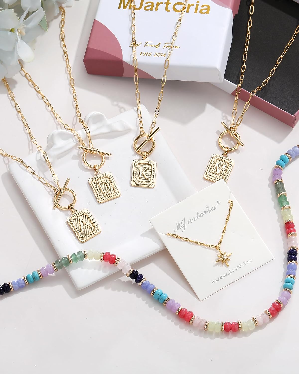 MJartoria Collares con iniciales en capas para mujer, modernos, col...
