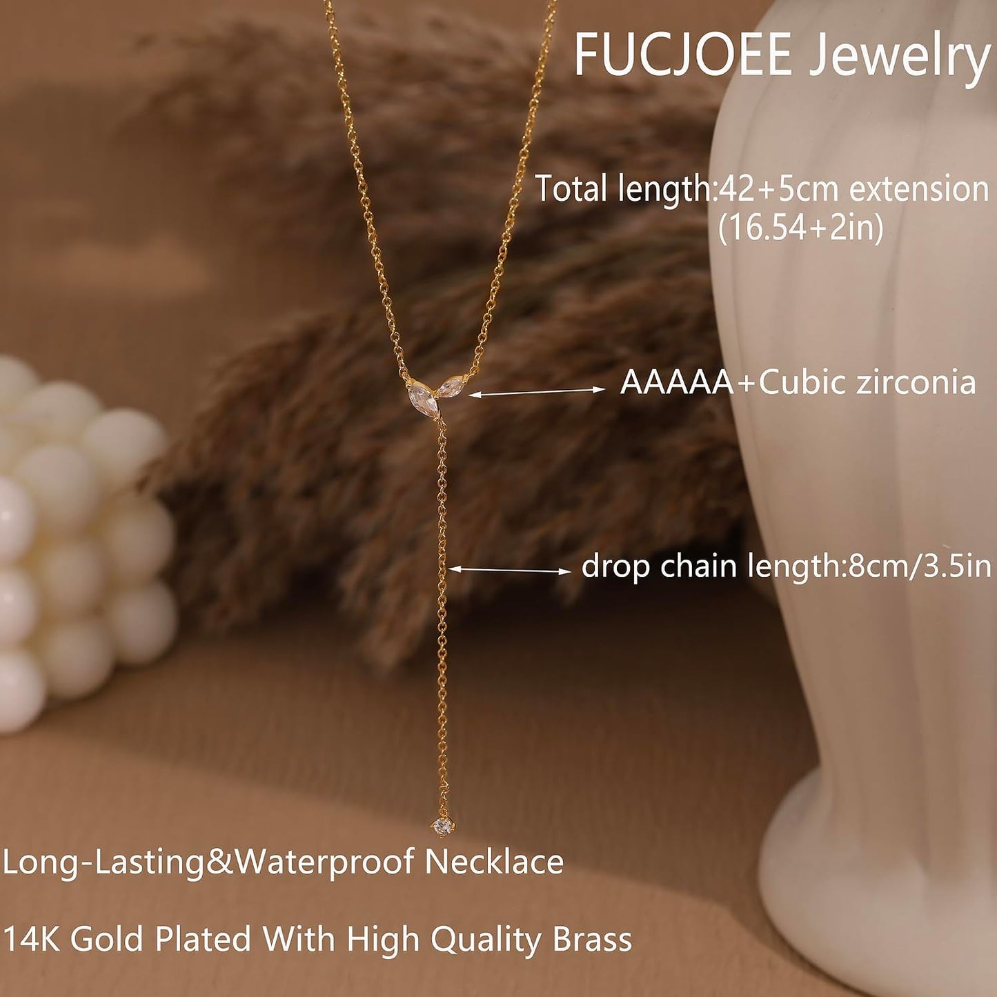 FUCJOEE Collar de oro para mujer, delicado collar largo de Lariat c...