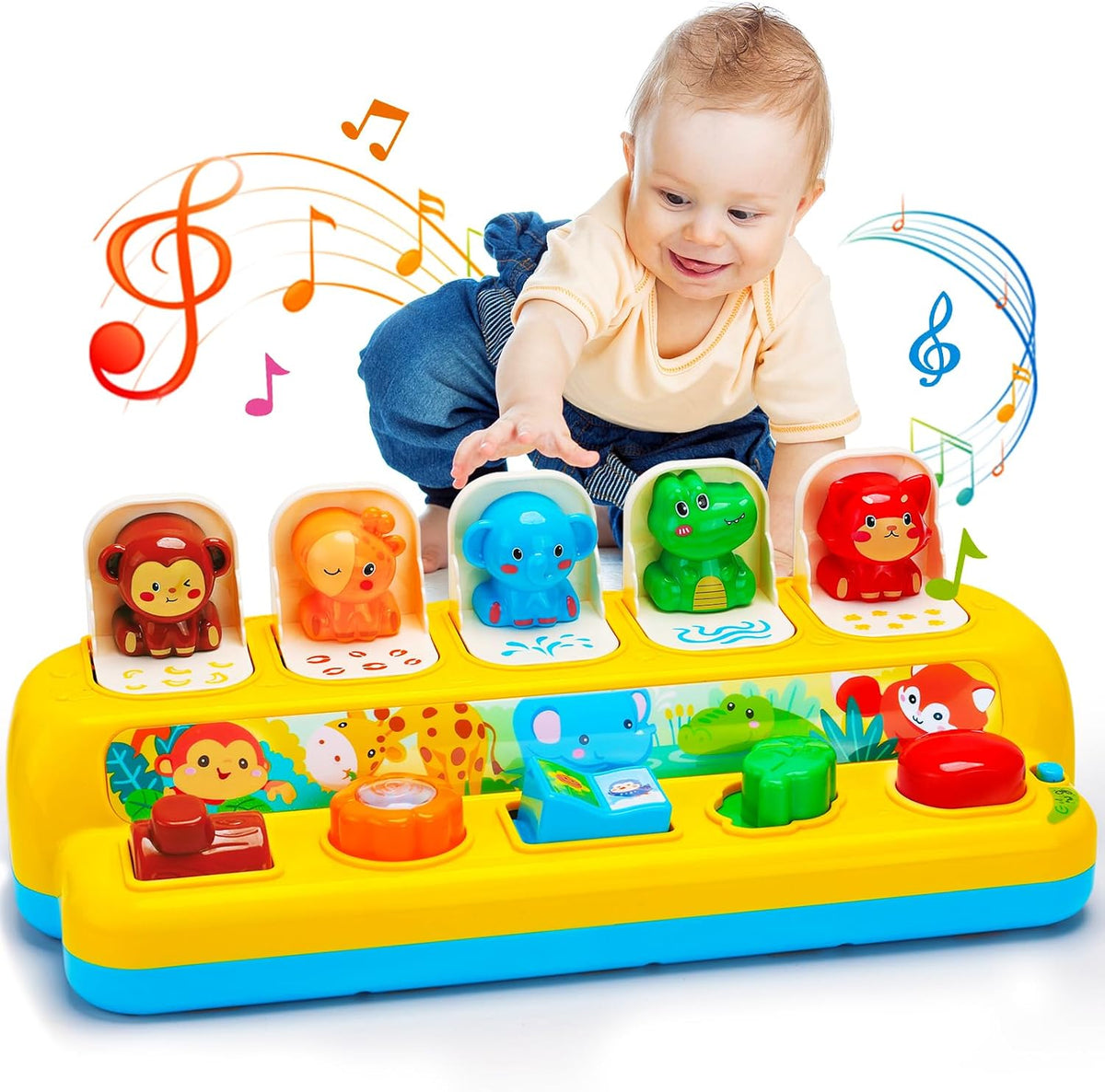 Juguetes Pop Up para bebés con música y luz Montessori Juguetes par...