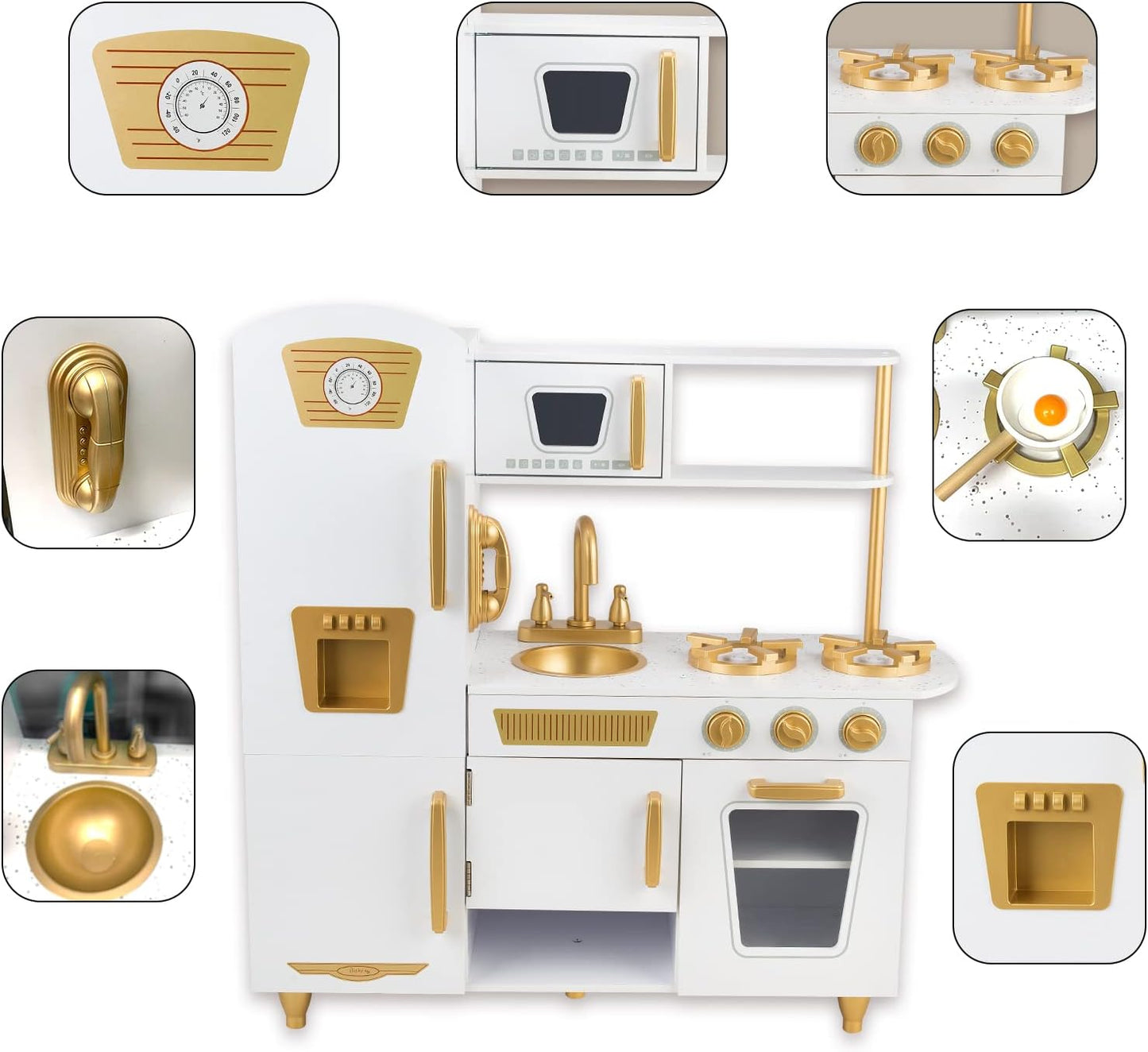 WoodenEdu Juego de cocina para niños de 3 a 8 años, cocina de jugue...