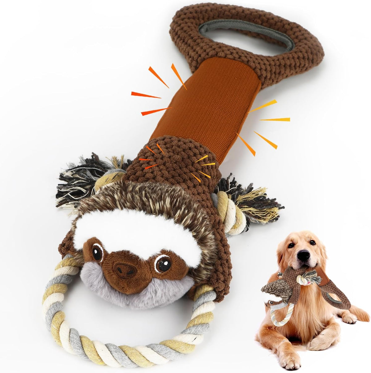 Grandes juguetes de peluche chirriantes para perros con papel arrug...