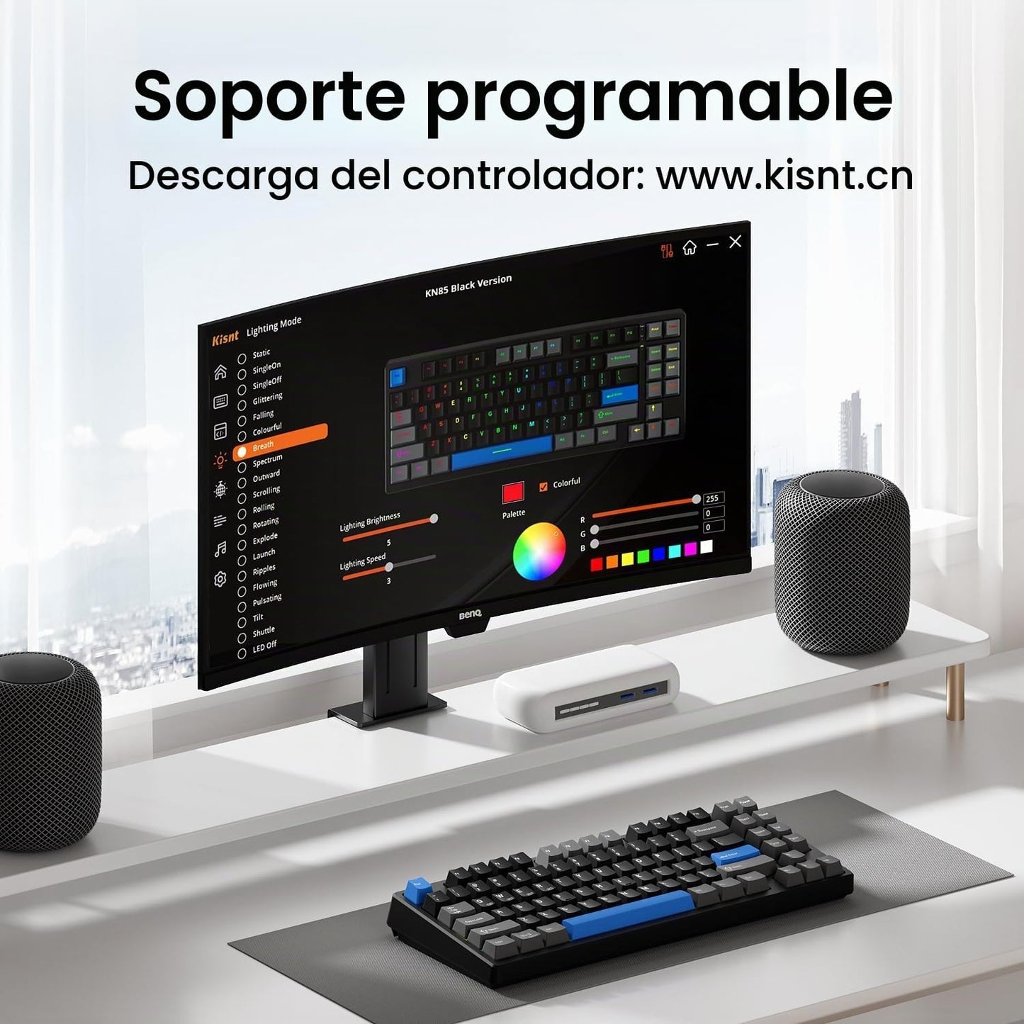 Teclado mecánico inalámbrico, montado con junta, con sonido cremoso...