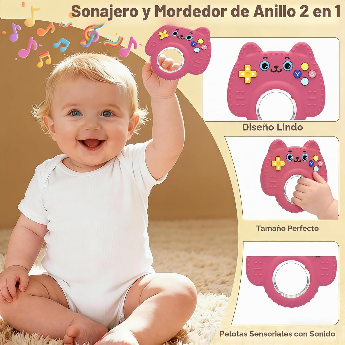 Juguetes de dentición para bebé, juguete sensorial para masticar pa...