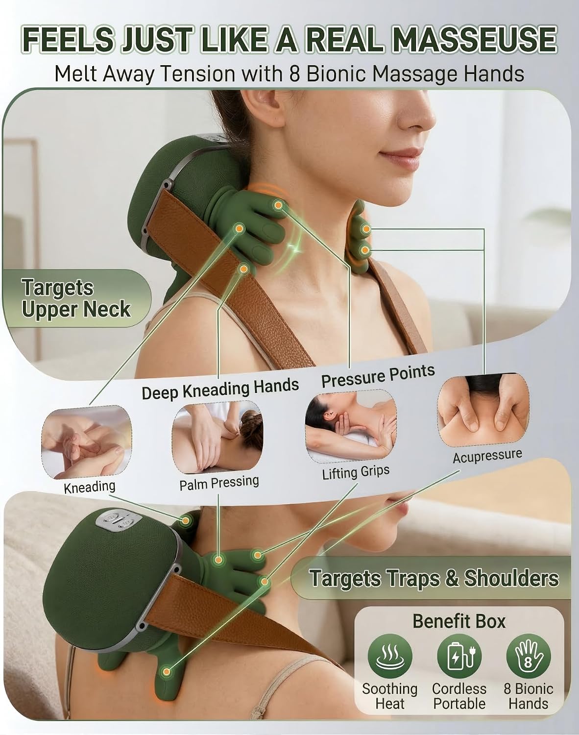 Genesandro N7 Bionic Masajeador de cuello y hombros, masajeadores t...