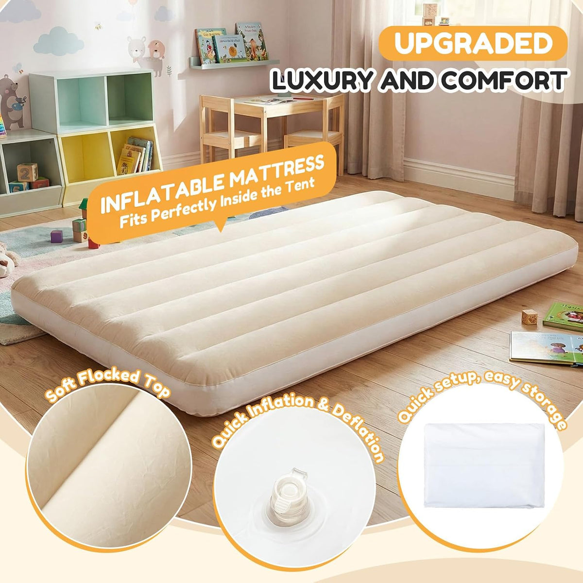 GliCraft Cama de viaje inflable con tienda de campaña, colchón de a...