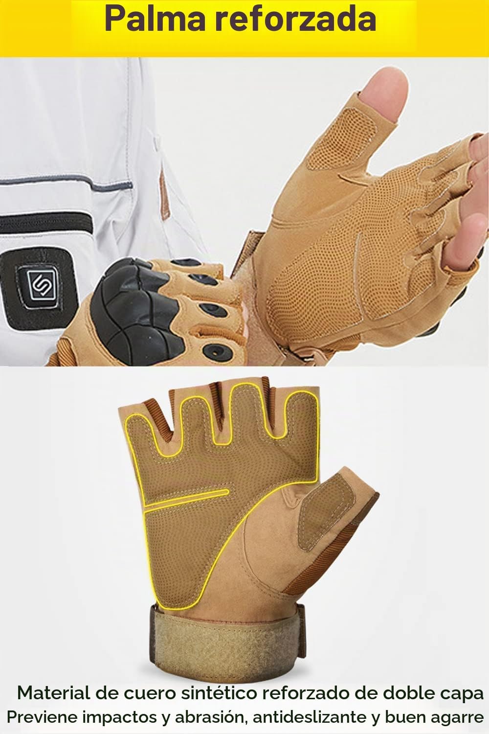 SUJAYU Guantes sin dedos al aire libre para hombres - Guantes para...