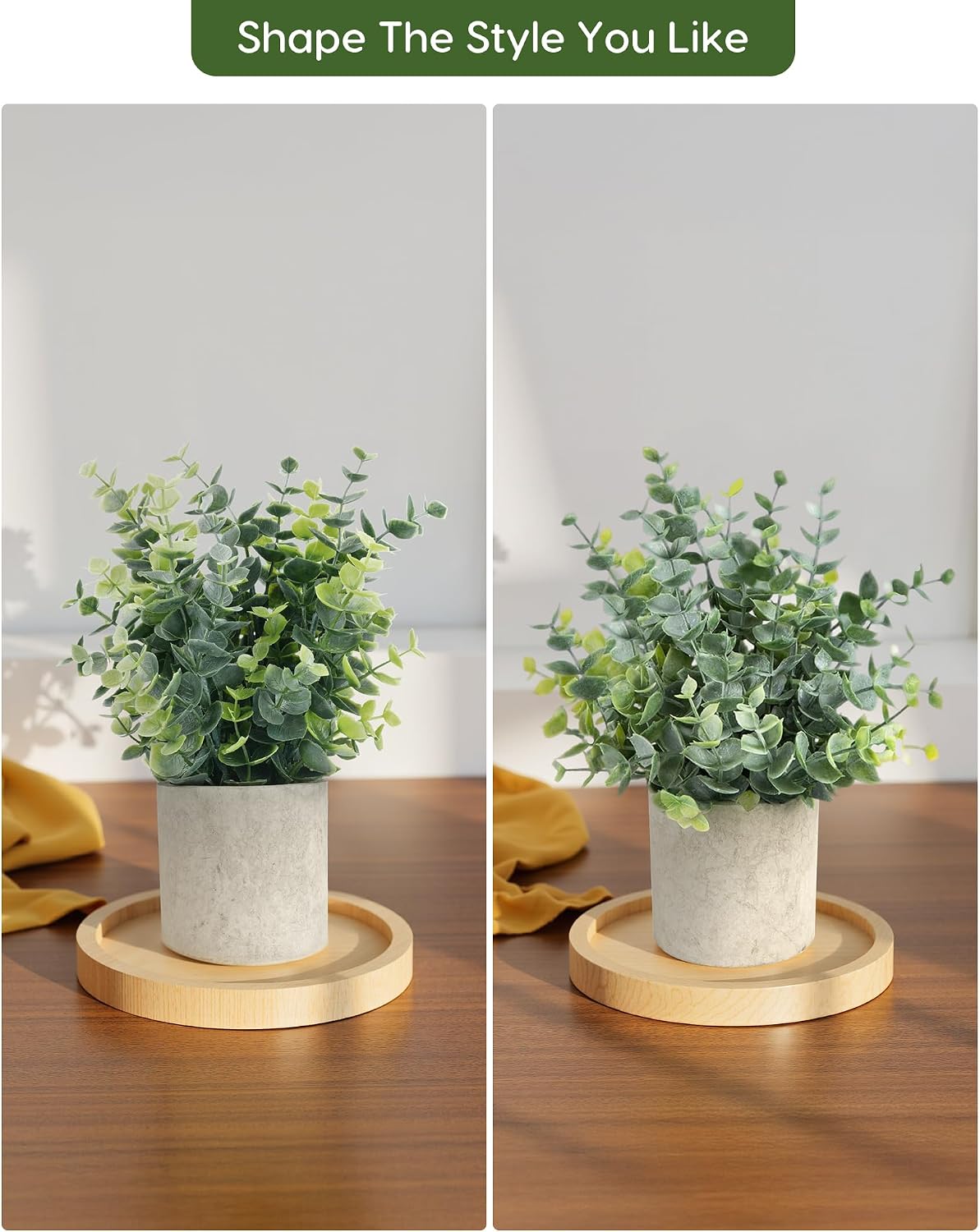 Velener 2 plantas artificiales pequeñas de eucalipto, plantas artif...