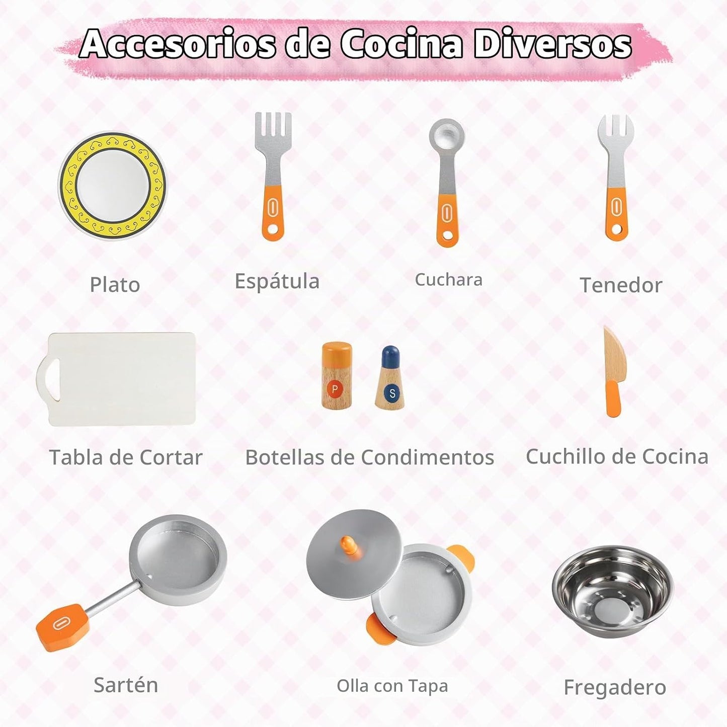 Costzon Juego de cocina para niños, juguete de madera con grifo de...
