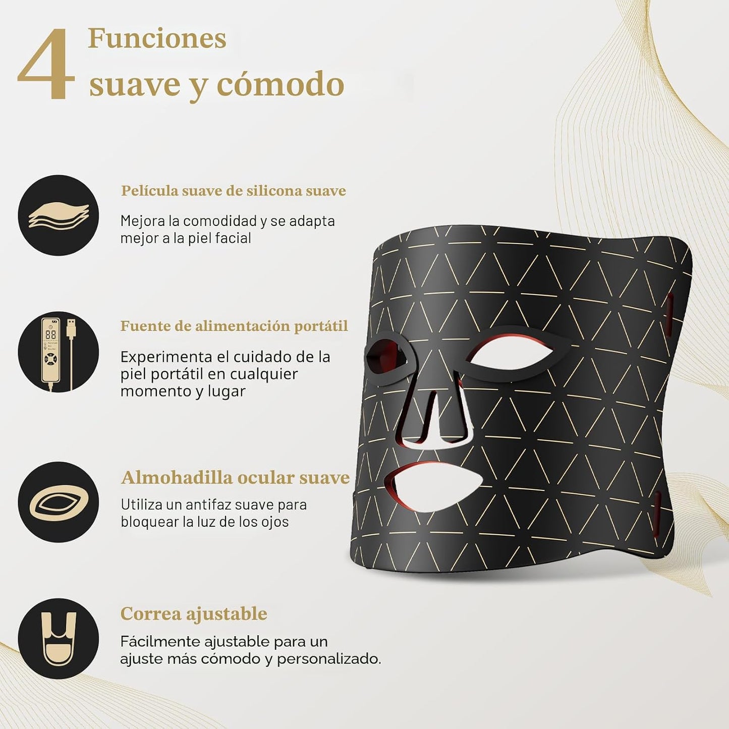 Máscara de terapia de luz roja para cara, terapia de luz de máscara...