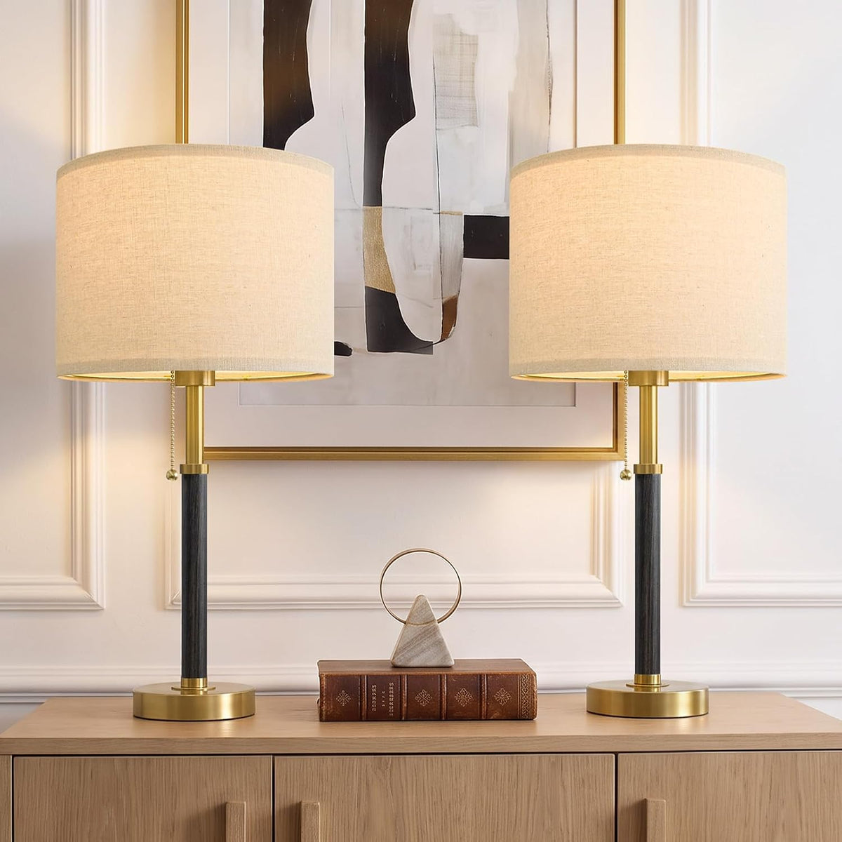 Lámparas de mesa de madera de 22 pulgadas, lámparas modernas de med...