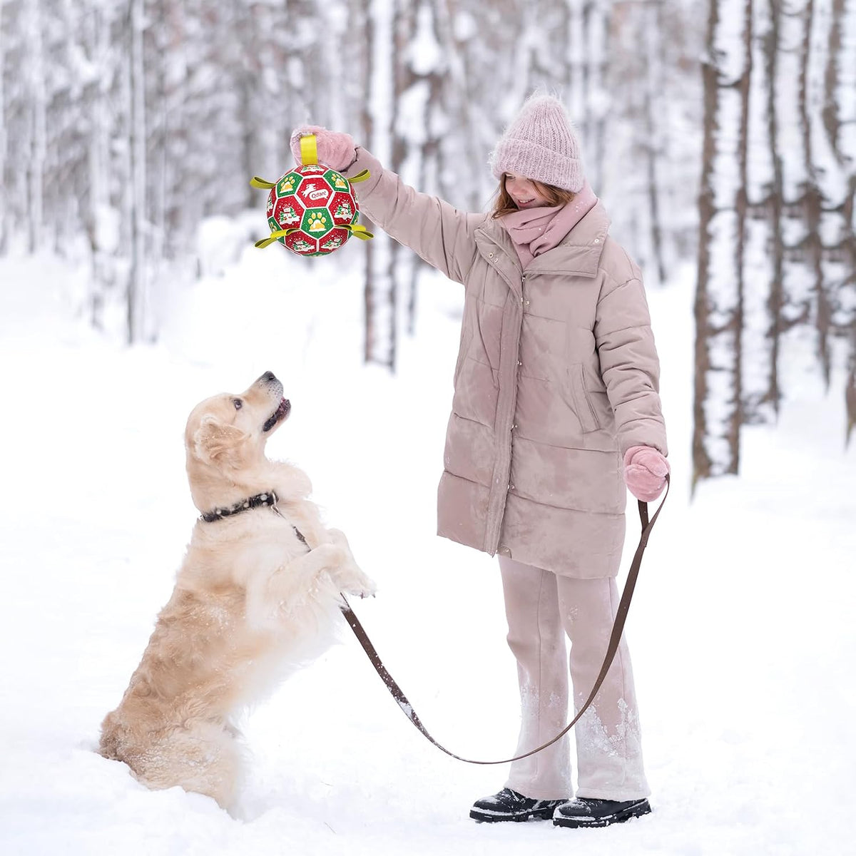 QDAN Juguetes navideños para perros: pelota de fútbol para perros c...
