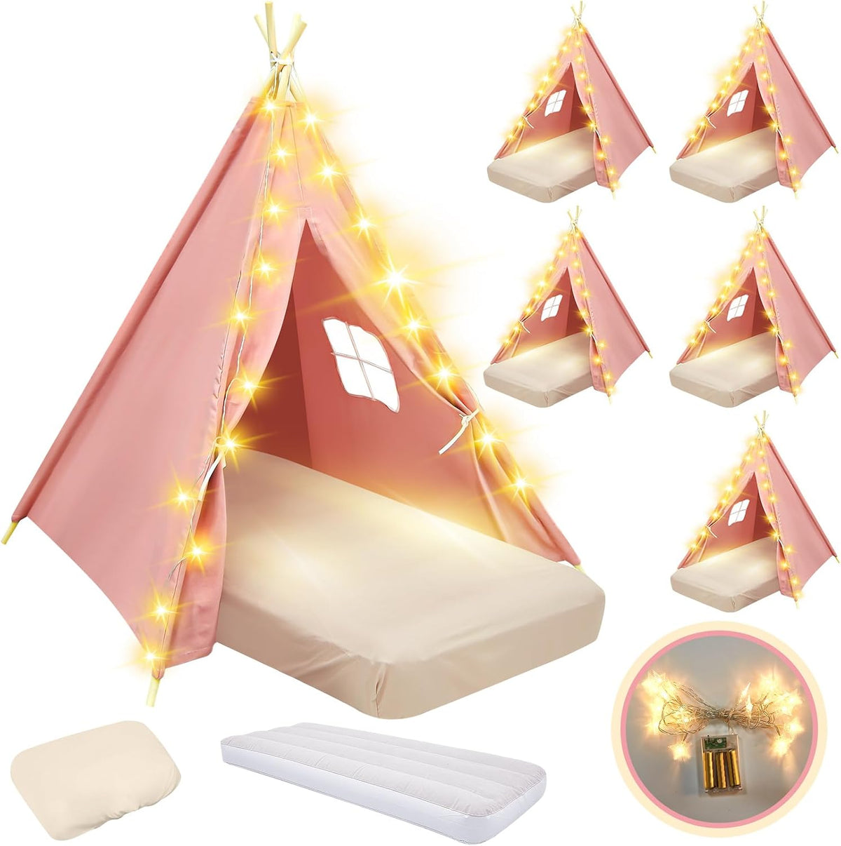 Lemosa - Tienda de campaña tipo tipi para niños, paquete de 6 unida...