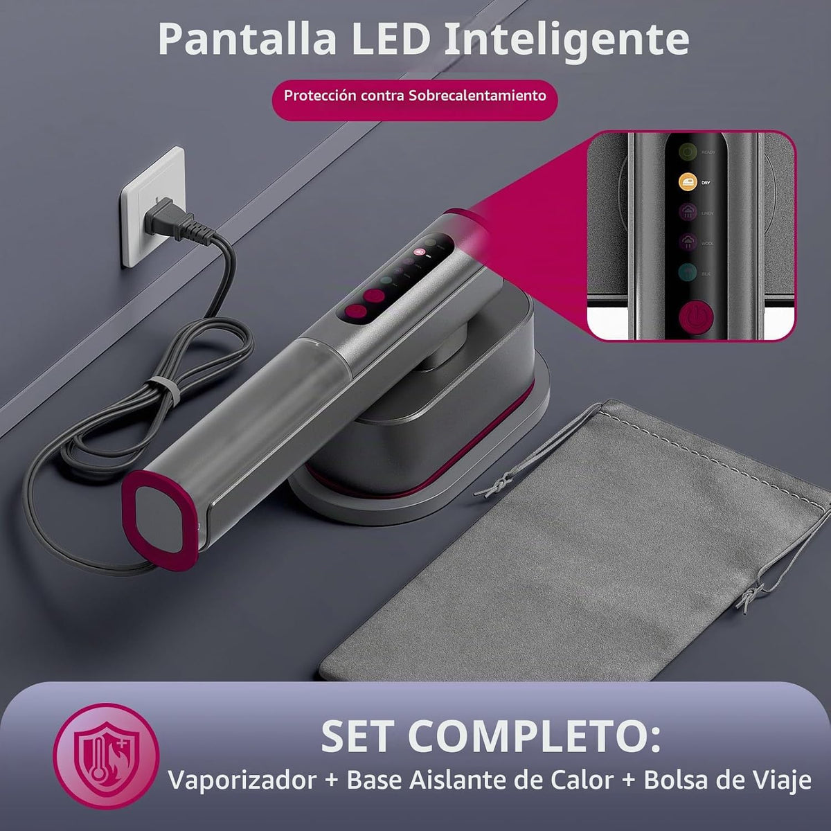 Vaporizador de viaje para ropa, vaporizador portátil de doble volta...