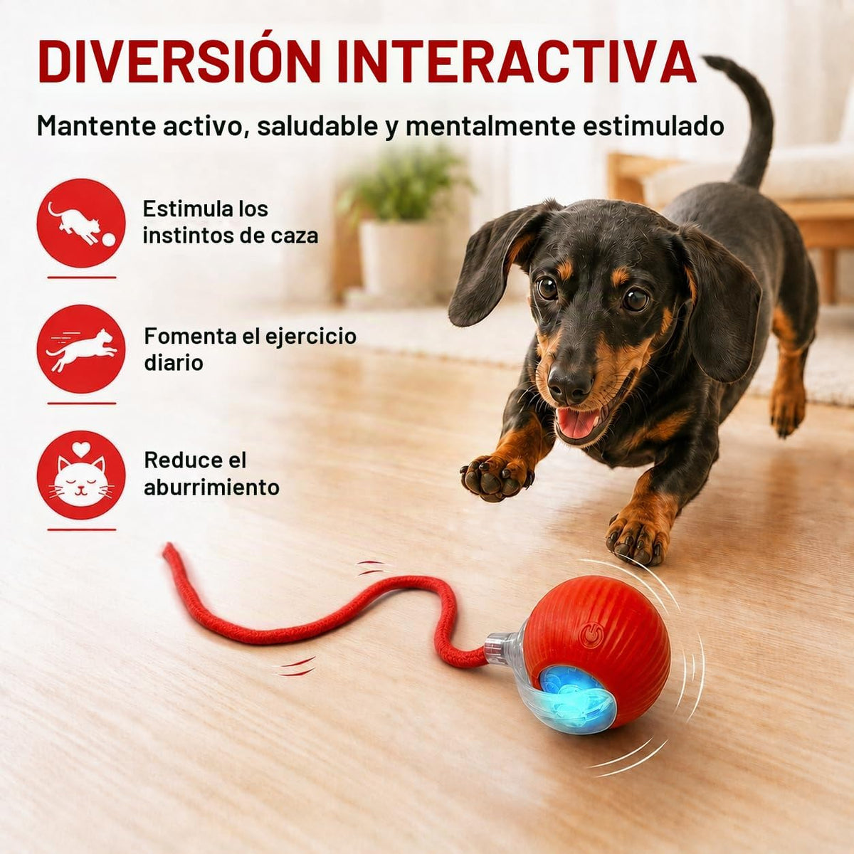 Juguete electrónico de persecución de la bola del gato del perro de...