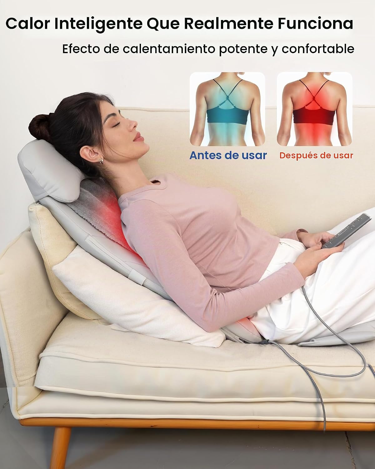 COMFIER Shiatsu - Masajeador de espalda con calor, masajeador de te...