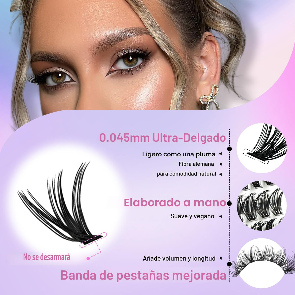 Kit de racimos de pestañas, extensiones de pestañas en racimo DIY 9...