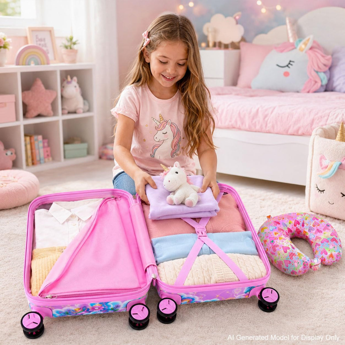 Juego de 2 maletas para niños con ruedas: maleta de mano aprobada p...