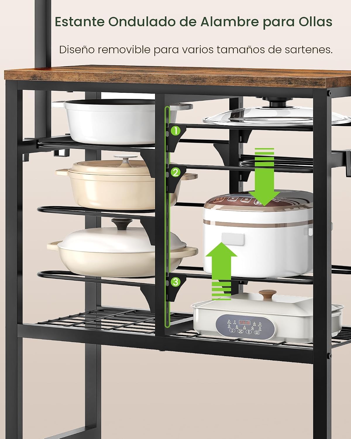 CHOEZON Organizador de ollas y sartenes, estante de panadería de co...