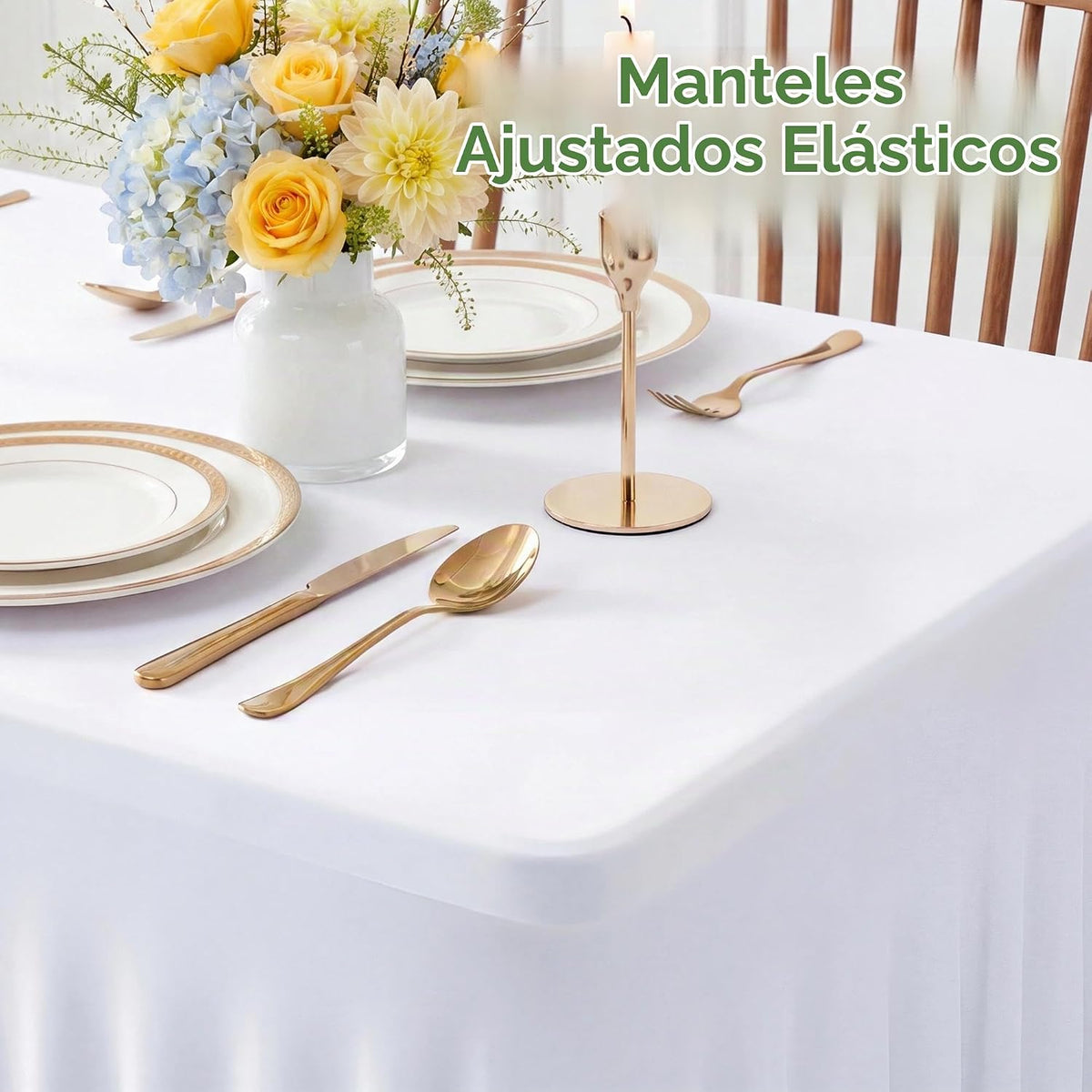 Wokceer Mantel de spandex blanco para mesa rectangular de 6 pies, c...