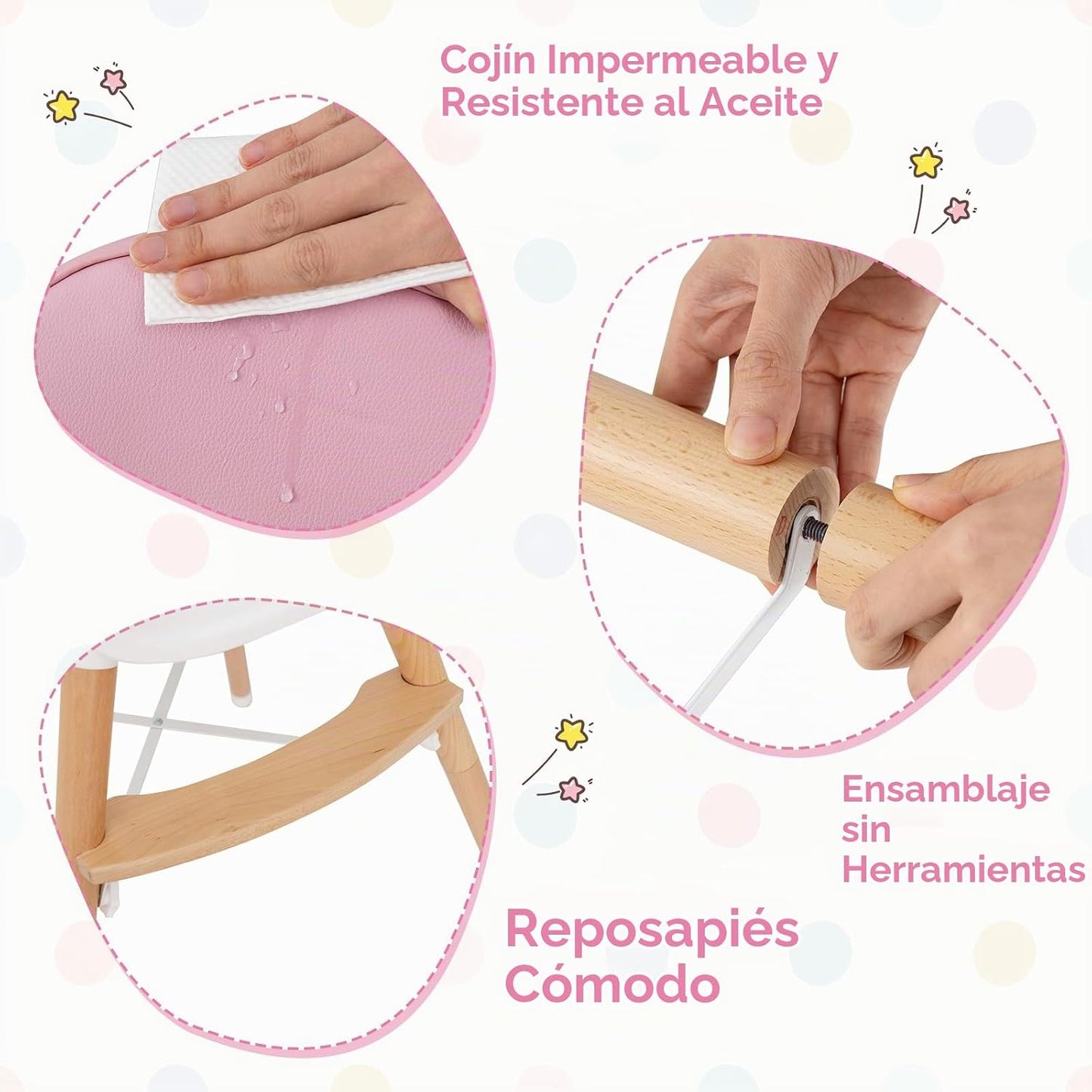 BABY JOY Silla alta para bebé, silla alta de madera para bebés y ni...