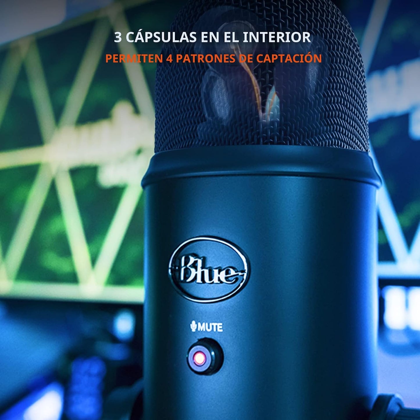 Blue Yeti USB Mic para grabar y transmitir en PC y Mac, 3 cápsulas...