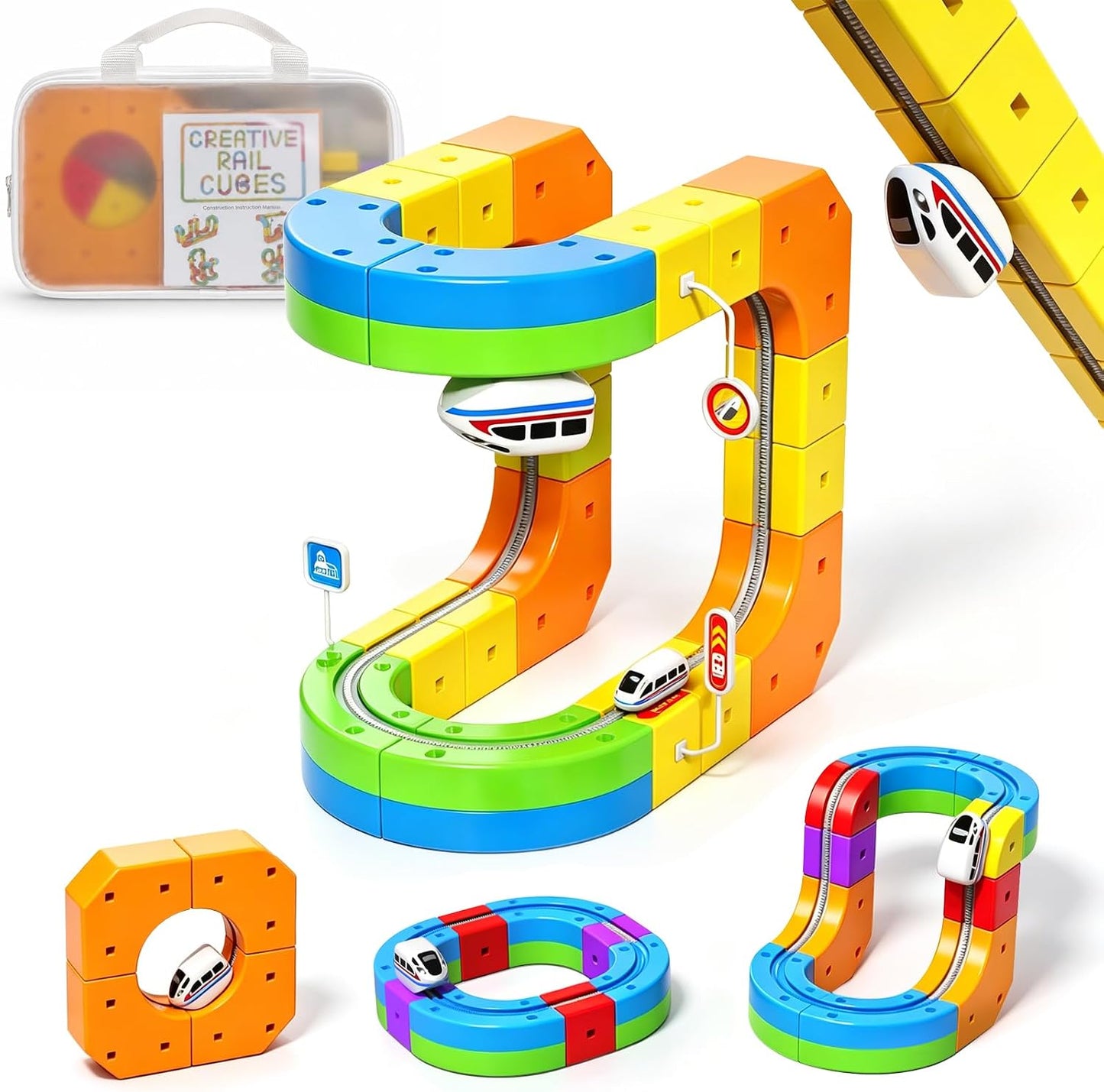 Juego de tren eléctrico para niños, 22 piezas de juguete de pista d...