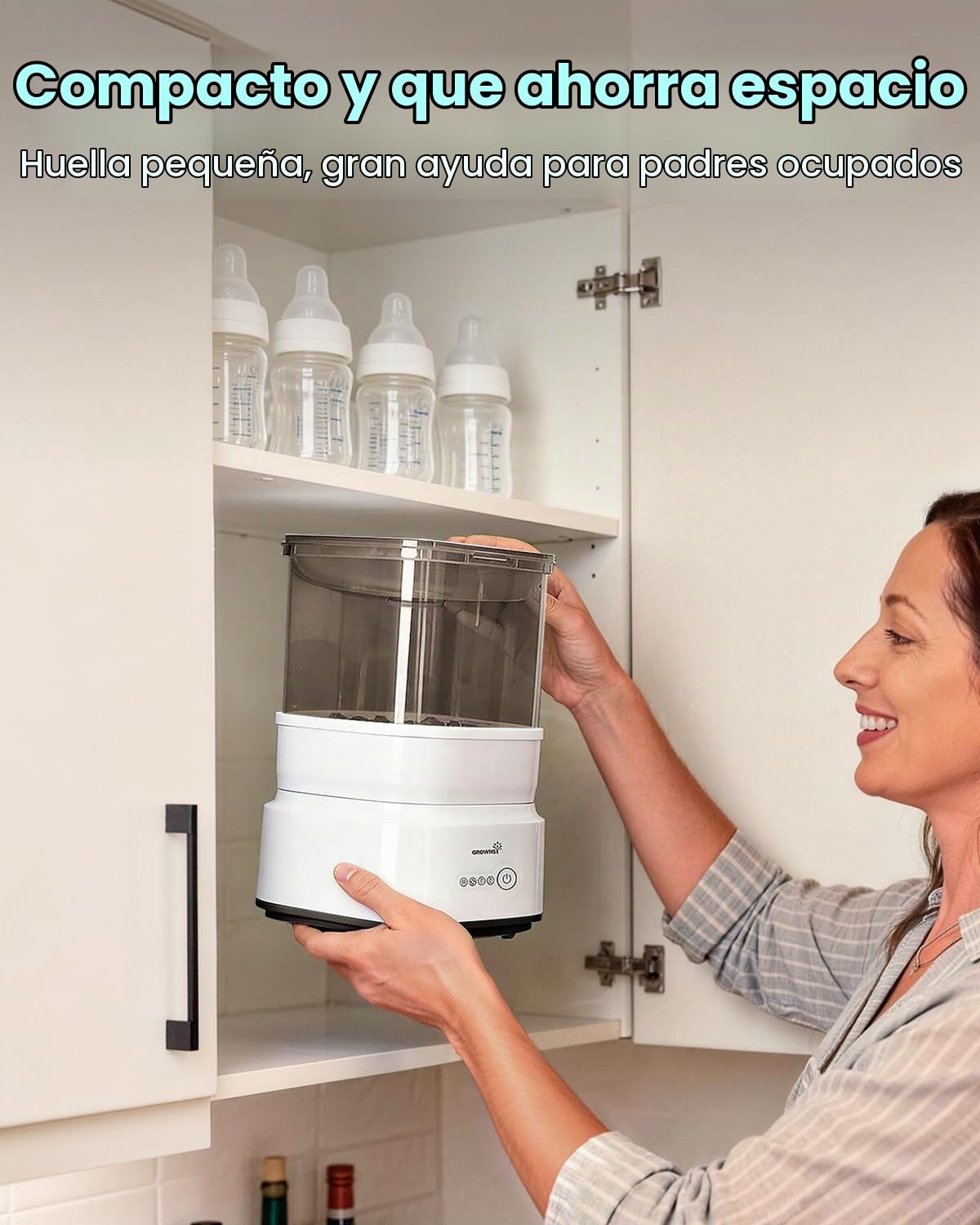 Grownsy Esterilizador y secador compacto para biberones con desinfe...