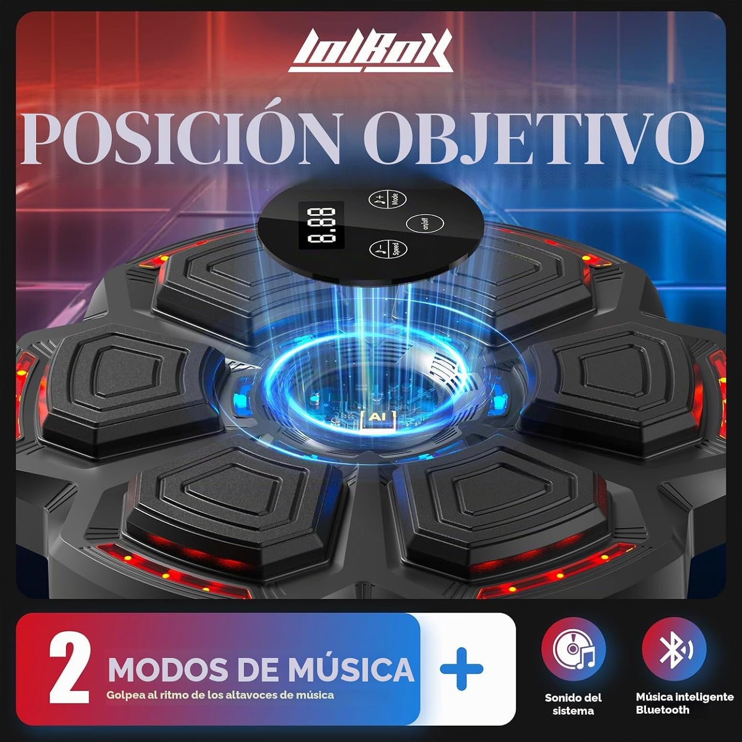 LOLBOX Máquina de boxeo musical para adultos y niños, máquina de en...