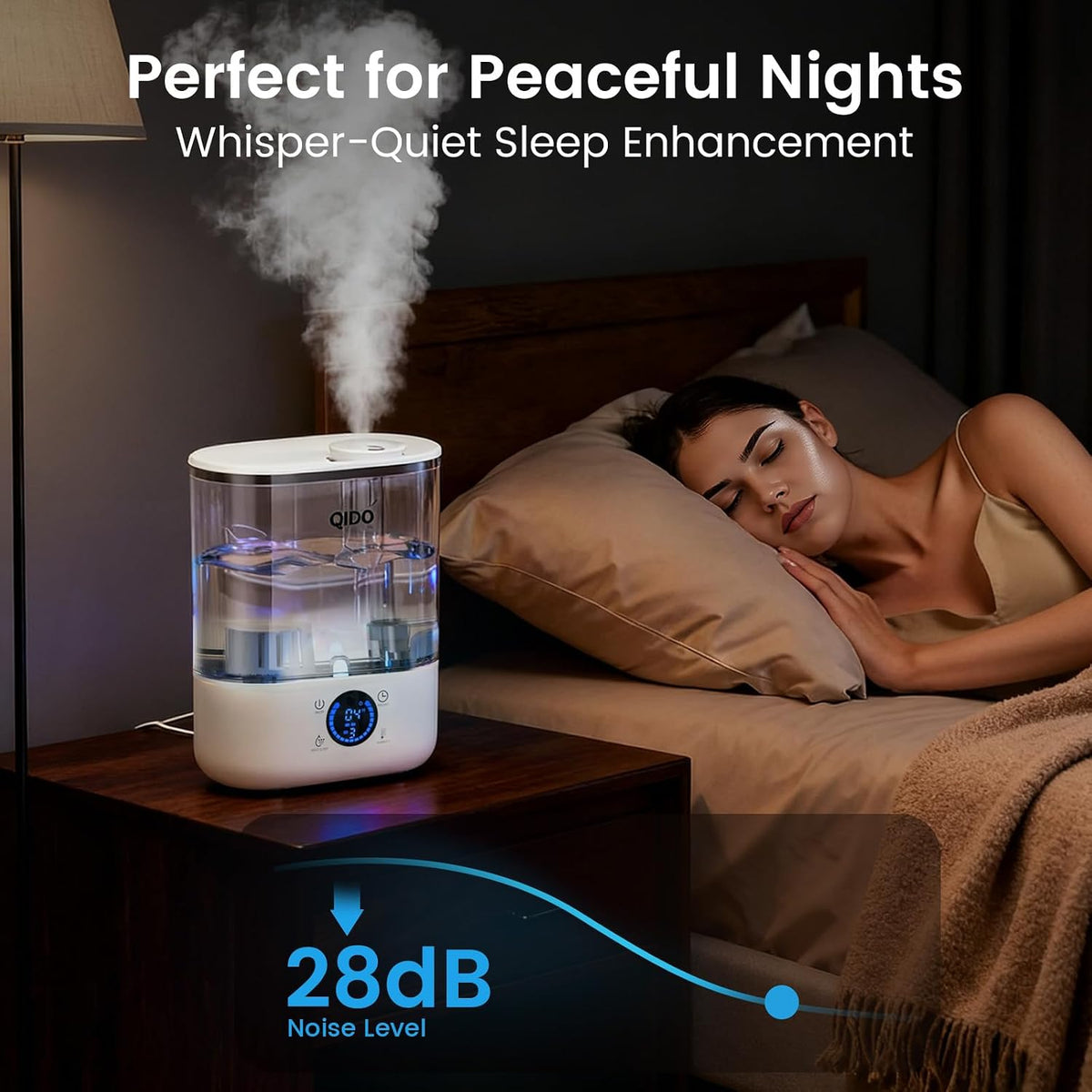 COMHOMA Humidificadores de llenado superior para dormitorio, tanque...