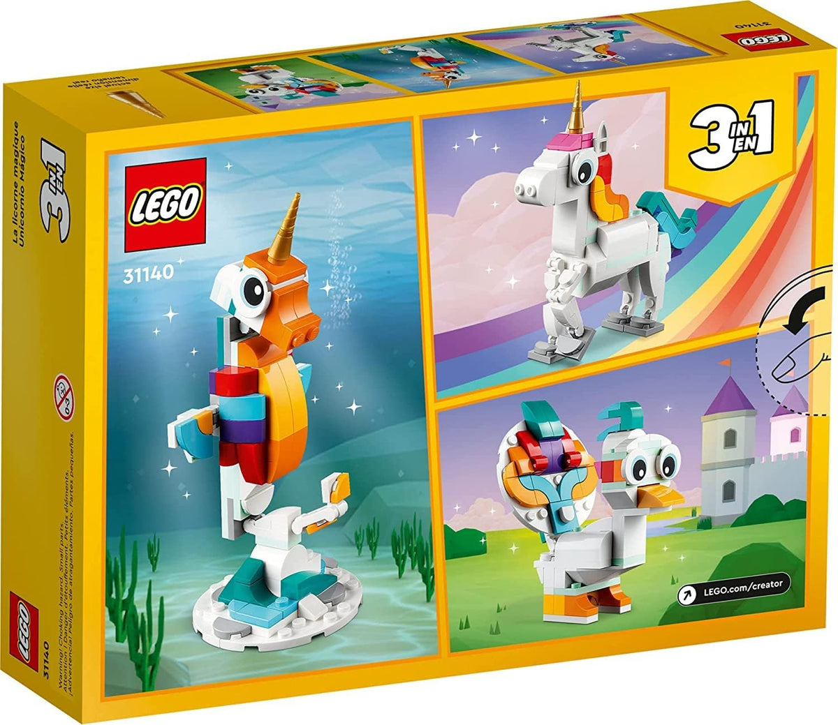 LEGO Creator 31140 - Juguete mágico de unicornio 3 en 1, se transfo...