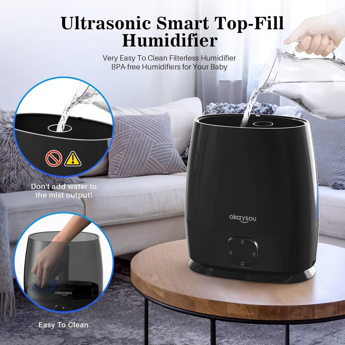 Okaysou Humidificadores, humidificador inteligente y difusor de 6 l...