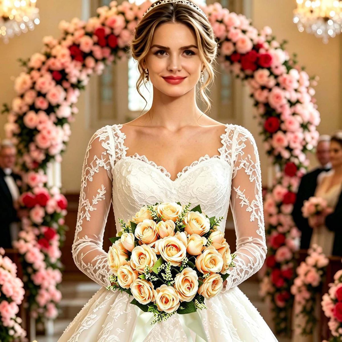 CYANLUX Ramos de Bodas para Novia y Dama de Honor, Ramos de Champán...