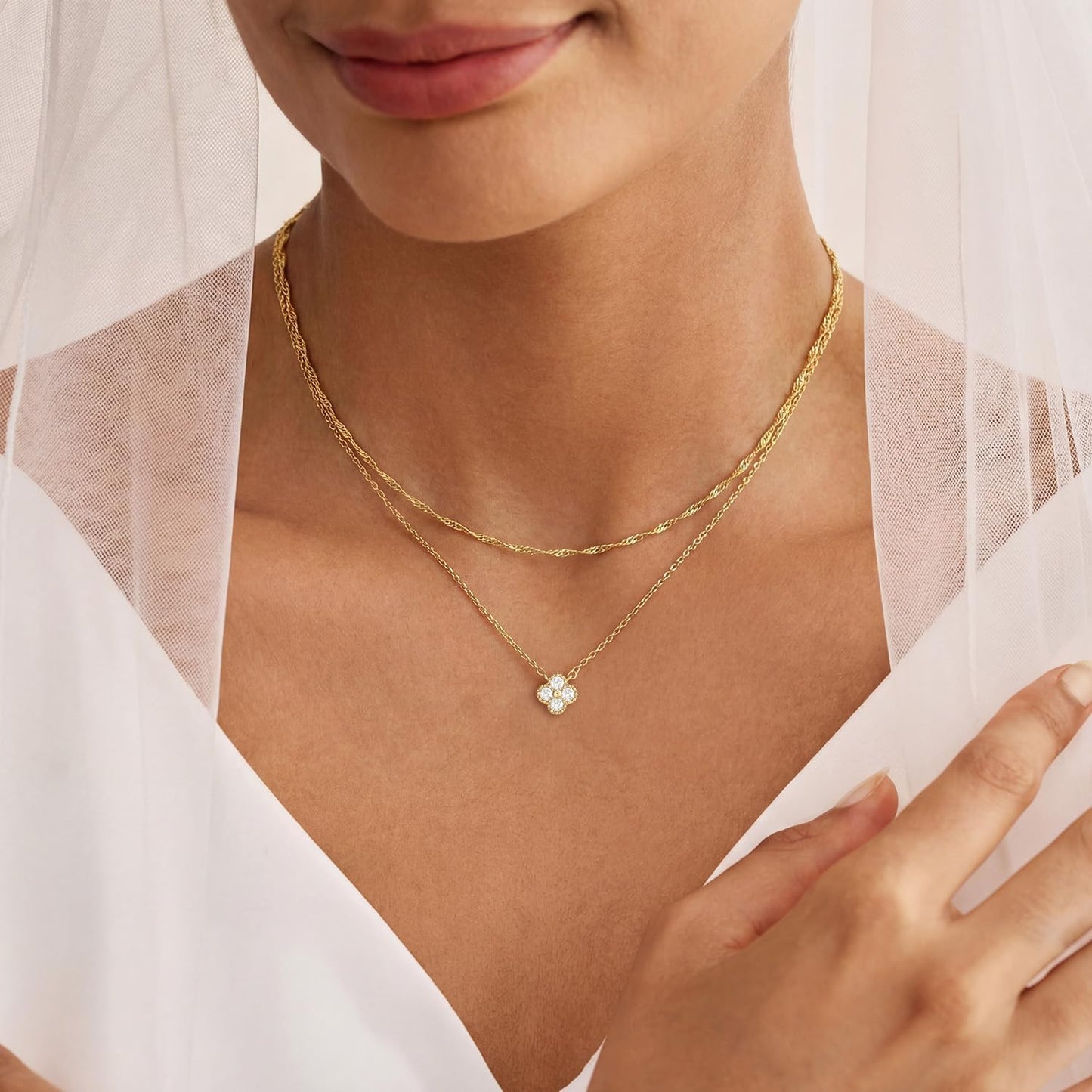 Patwes Delicados collares de oro para mujer, a la moda, no se deslu...