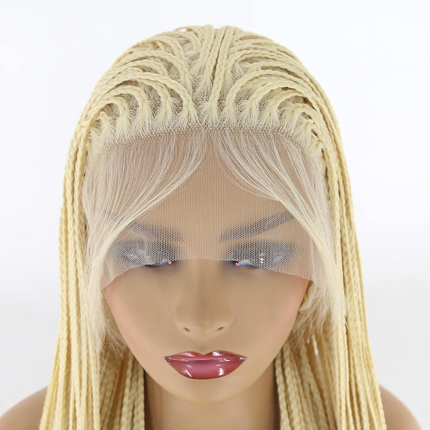 BTWTRY Peluca rubia #613 con encaje frontal sintético micro trenzad...