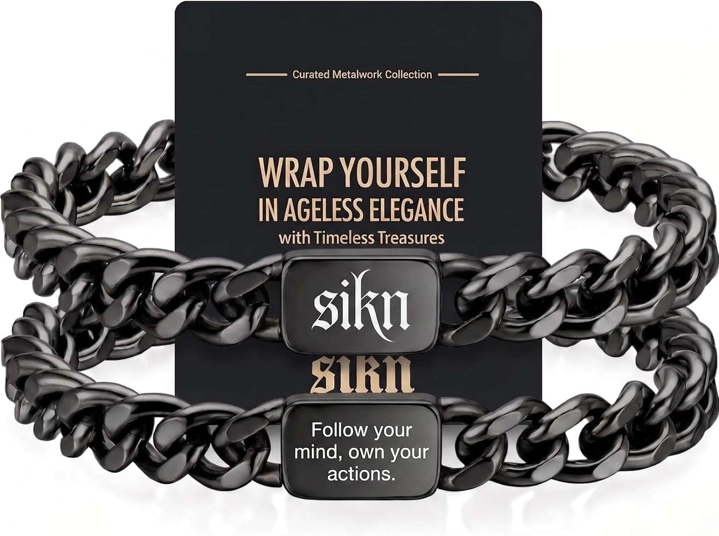 sikn Pulsera inspiradora de eslabones cubanos de acero inoxidable p...
