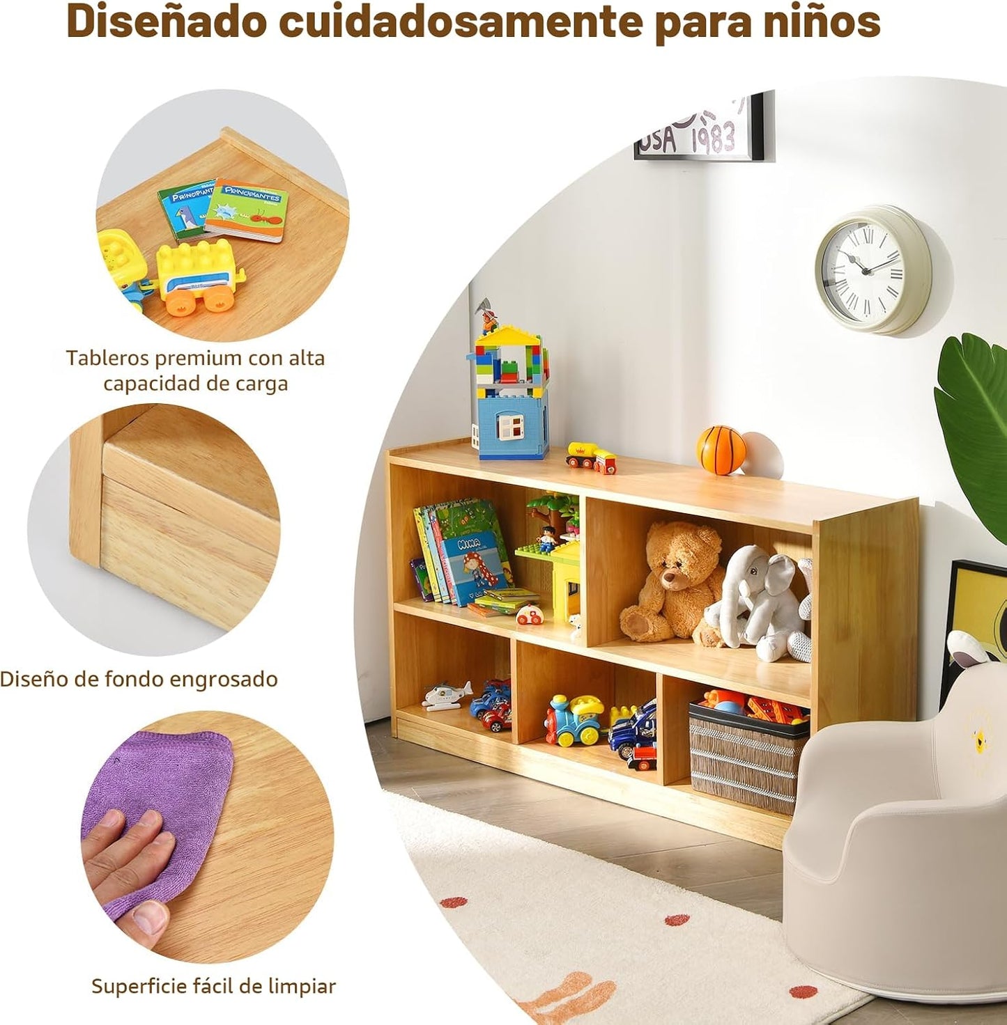 Costzon Estantería de 2 estantes para niños, organizador de almacen...