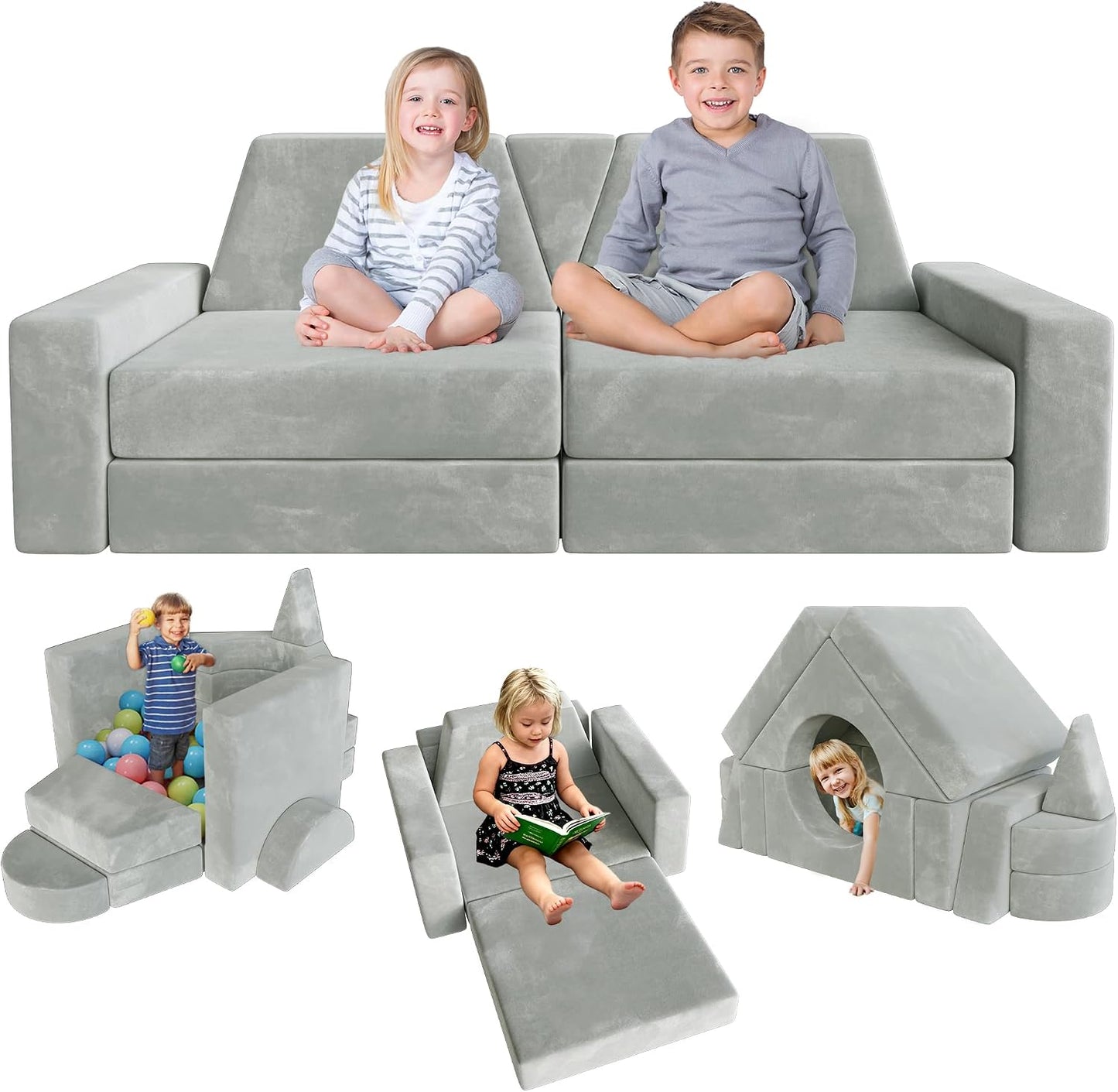YEFU Sofá modular de 15 piezas para niños, sofá de espuma para niño...