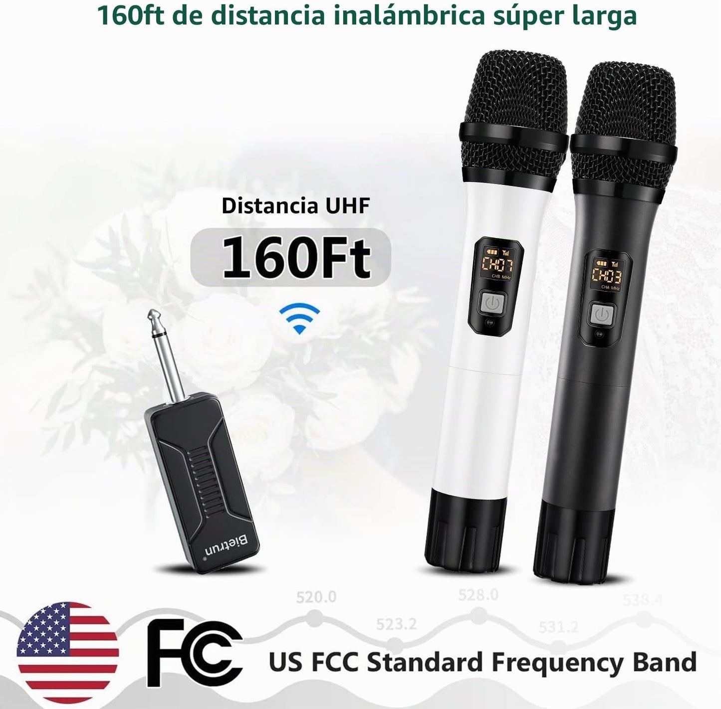 Micrófono inalámbrico, Bietrun UHF de metal, sistema de micrófono d...
