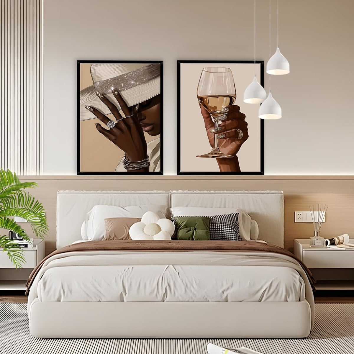 2 piezas enmarcadas de arte de pared de chica negra, decoración de...