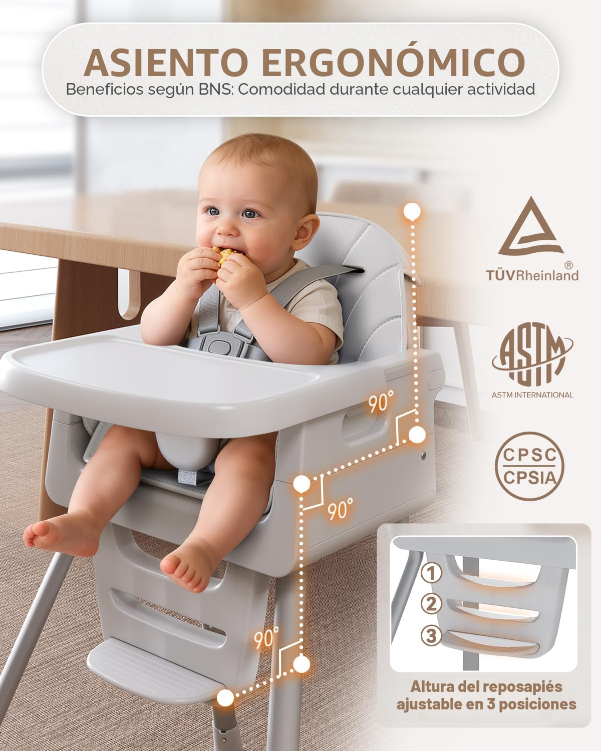 EverKiddo Silla alta para bebé a partir de 6 meses, sillas altas pl...