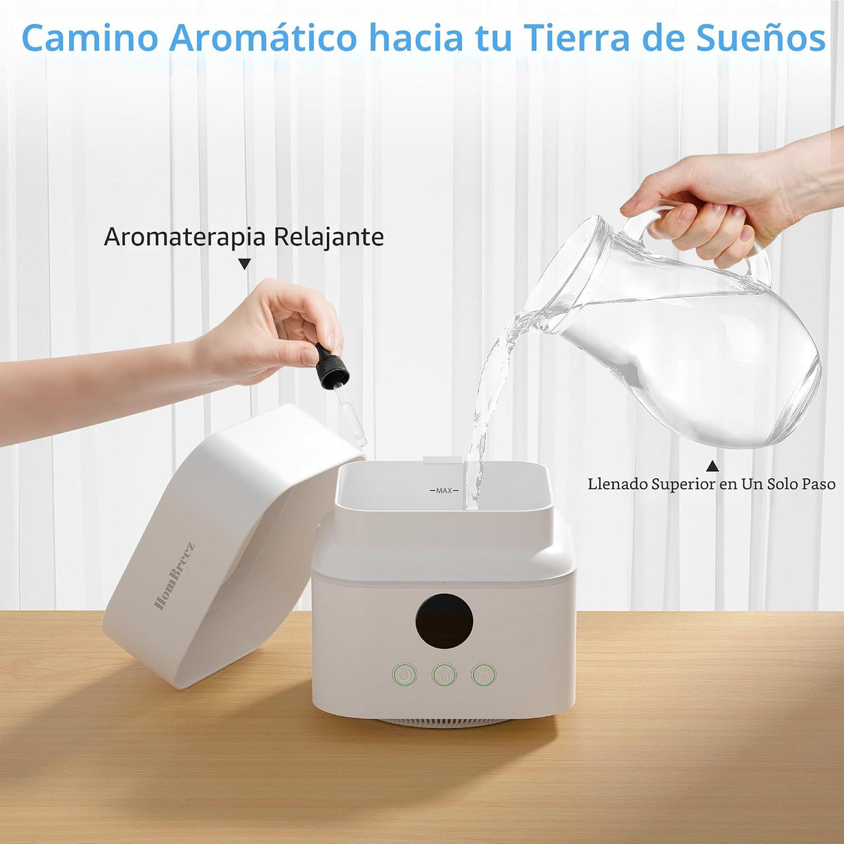 HomBreez Combo de purificador de aire y humidificador para dormitor...