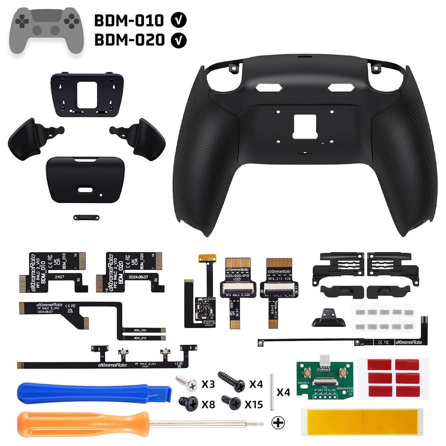 eXtremeRate Rise Plus MAX - Kit de paletas traseras con topes de ga...
