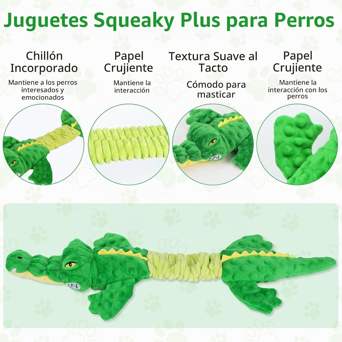 Letsmeet Juguetes Grandes de Cocodrilo Chirriante para Perros, Jugu...