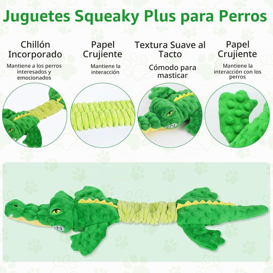 Letsmeet Juguetes Grandes de Cocodrilo Chirriante para Perros, Jugu...