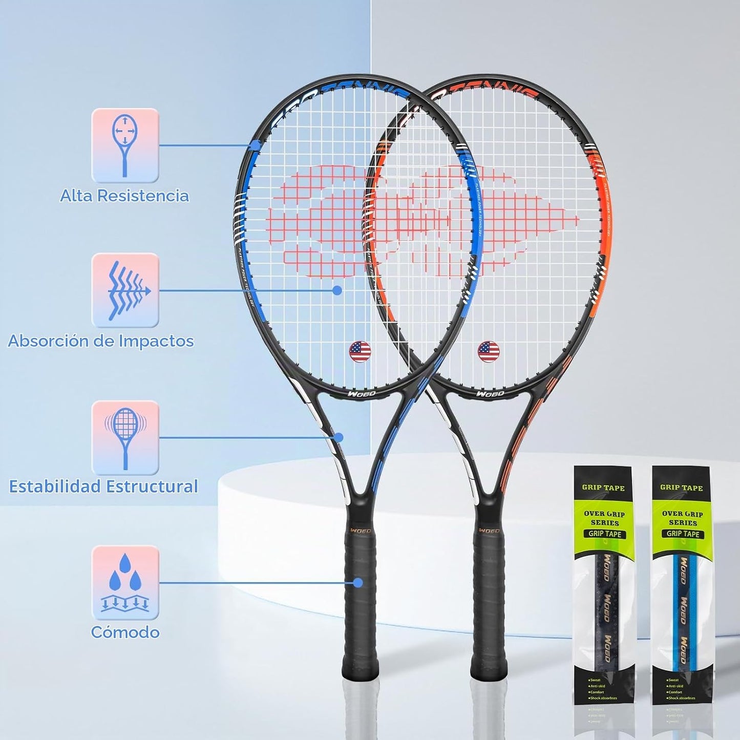 Raqueta de tenis para 2 jugadores adultos, perfecta para principian...