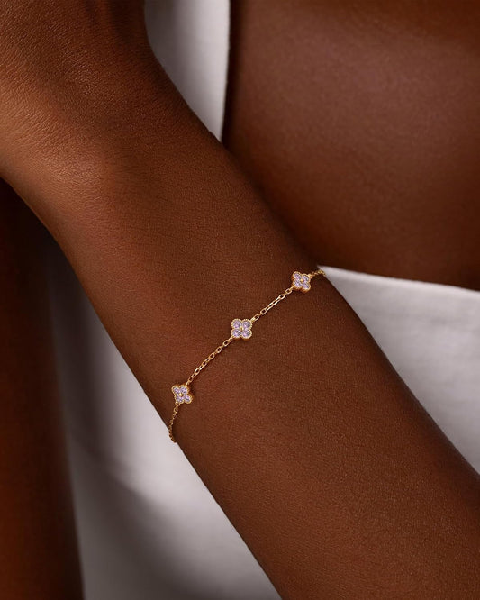 KELAIEN Pulsera de trébol de oro con piedra de nacimiento Pulsera d...