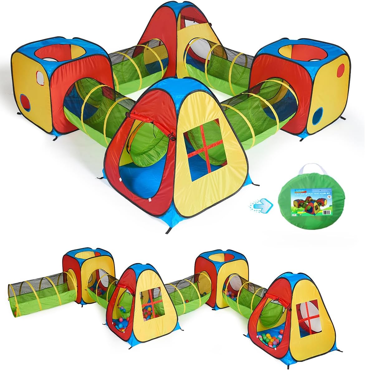 UTEX - Tienda de campaña 8 en 1 para niños con 4 túneles, casa de j...
