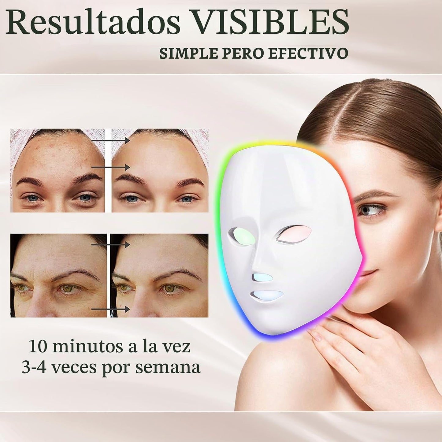 SDKWDH Máscara facial LED terapia de luz, máscara de terapia de luz...