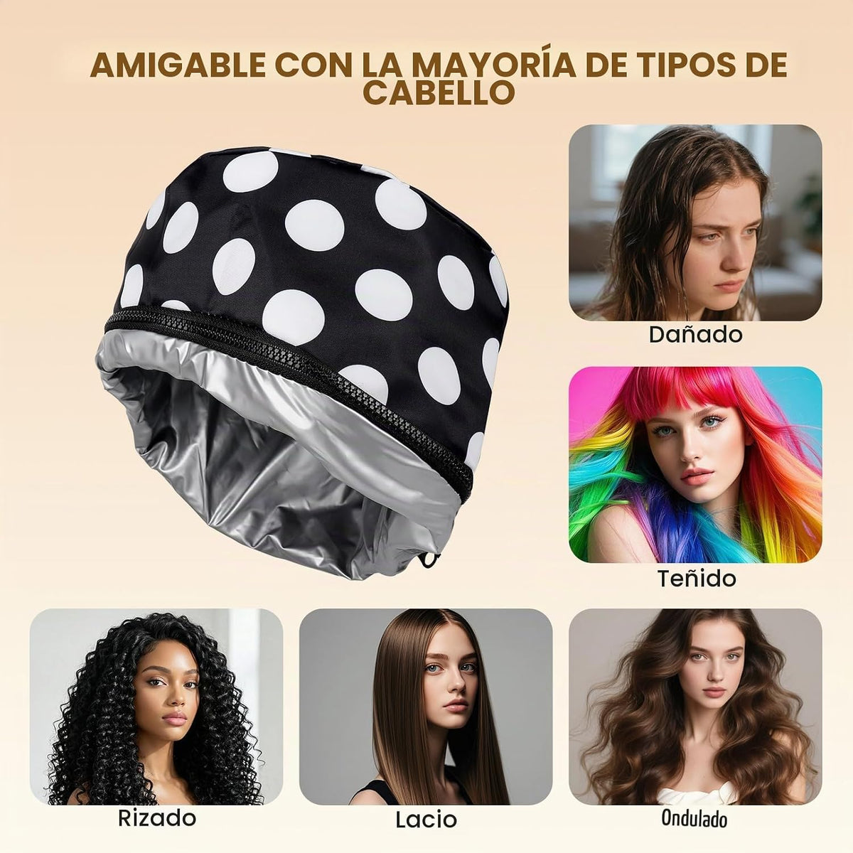 Gorra eléctrica de vapor para el cabello con control de temperatura...